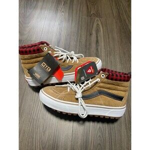 Vans Sk8 Hi MTE Shoes Men 6.5 US Brown Red Plaid Primaloft All Weather Sneaker